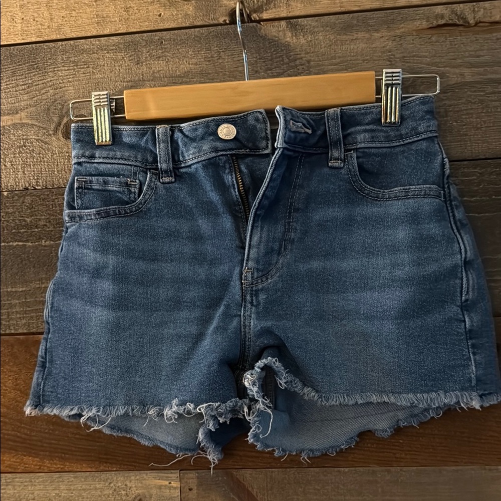 American Eagle Outfitters Blue Jean Shorts Distressed Frayed Hem